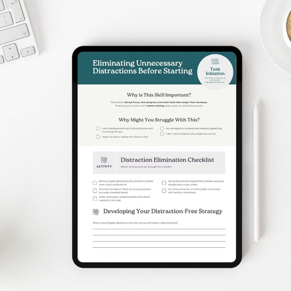Eliminating Unnecessary Distractions Worksheet