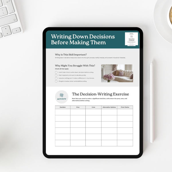 Impulse Control Decisions Worksheet
